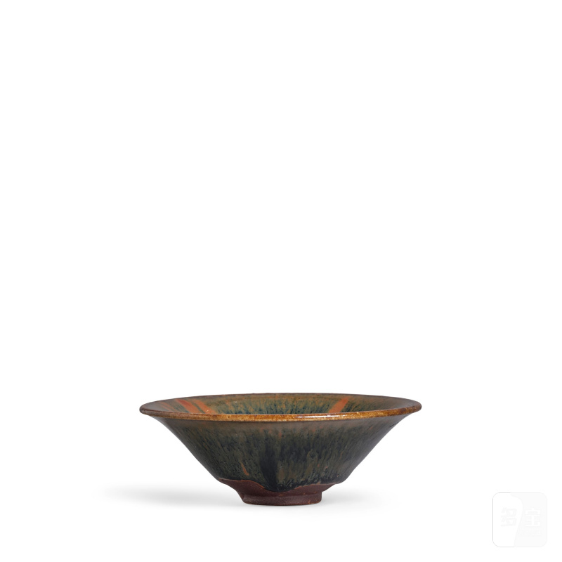 宋 磁州窰黑釉兔毫紋斗笠盞 | A CIZHOU RUSSET-SPLASHED BLACK-GLAZED CONICAL BOWL - 图4